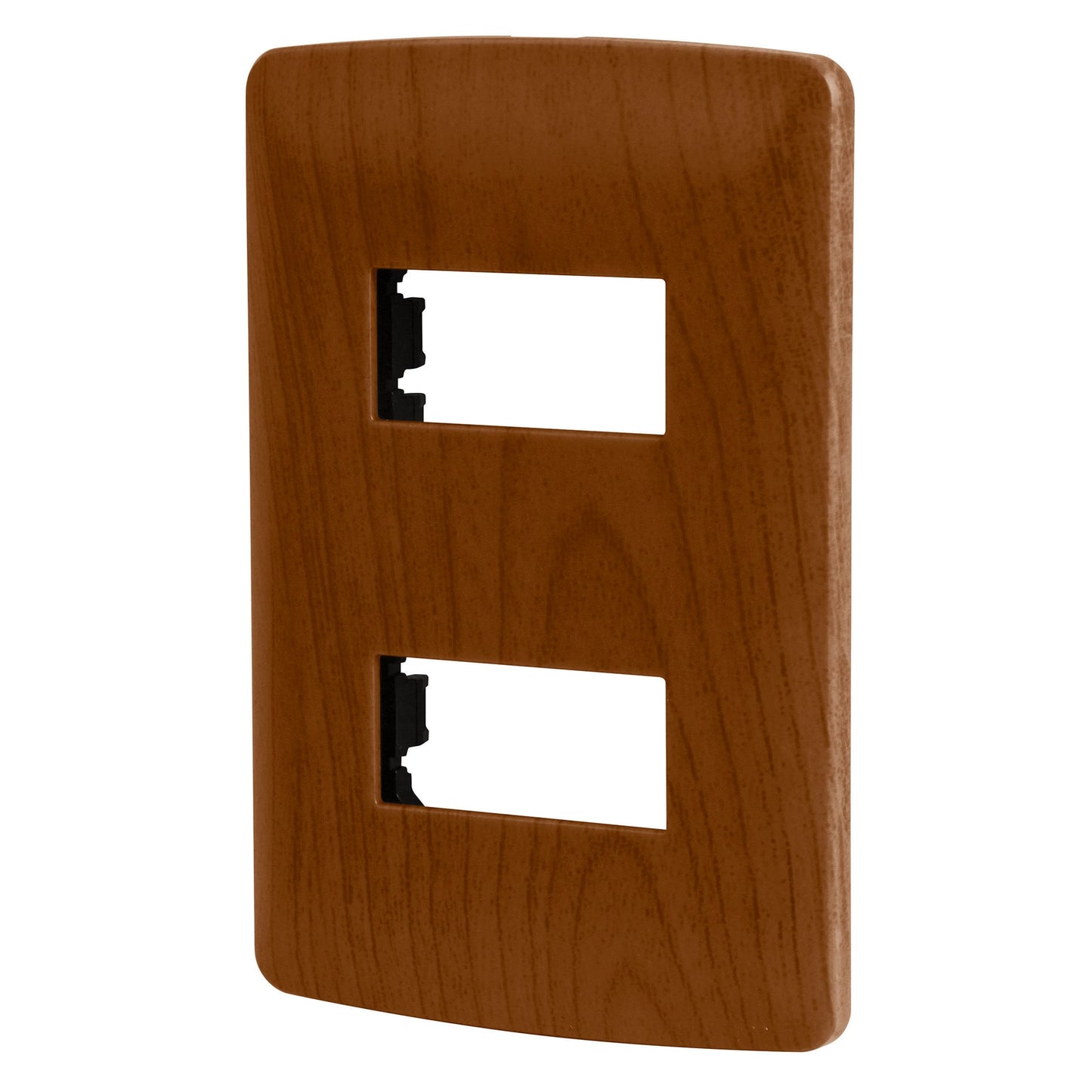 PLACA 2 MÓDULOS DE ABS, LÍNEA ITALIANA, ACABADO MADERA