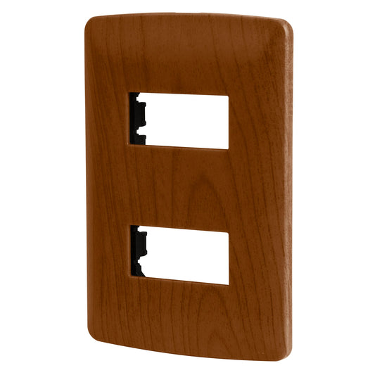 PLACA 2 MÓDULOS DE ABS, LÍNEA ITALIANA, ACABADO MADERA