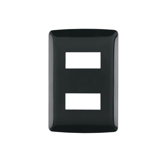PLACA 2 MODULOS, ITALIANA, COLOR NEGRO, VOLTECK