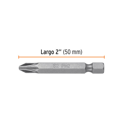 Estuche con 15 puntas de cruz PH2 largo 2", Truper Expert