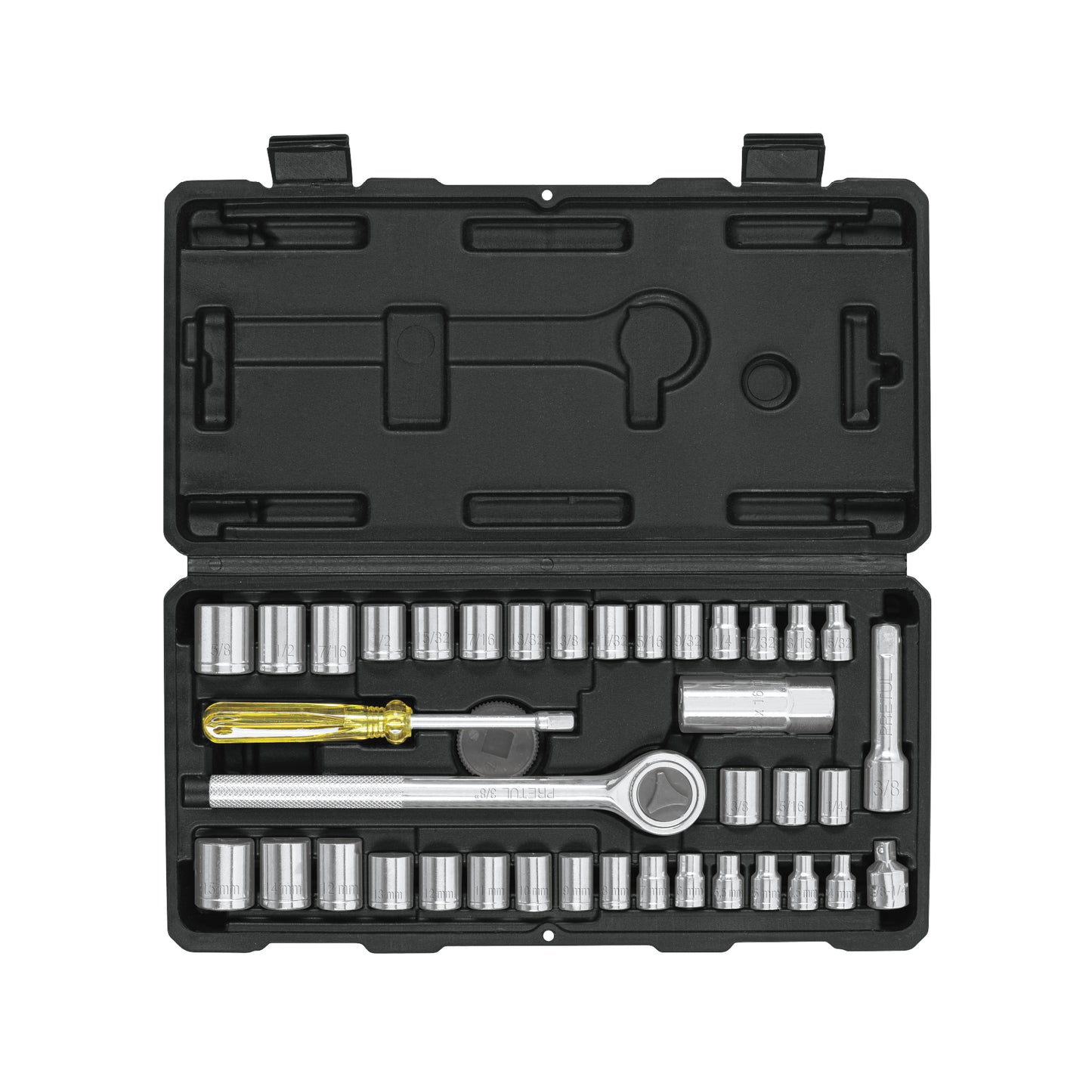 Juego de 39 herramientas 1/4'' y 3/8'' para mecánico, PRETUL