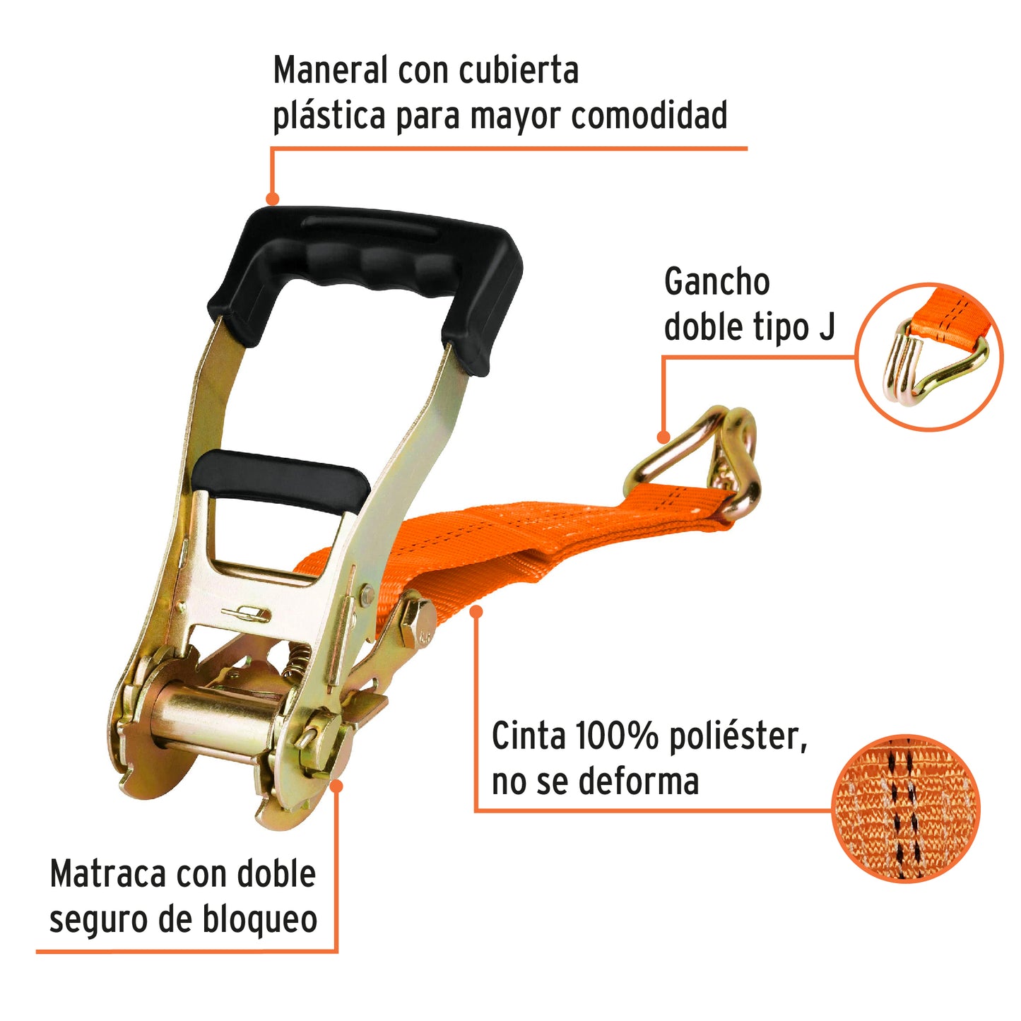 Sujetador con matraca carga maxima 3000KG, TRUPER