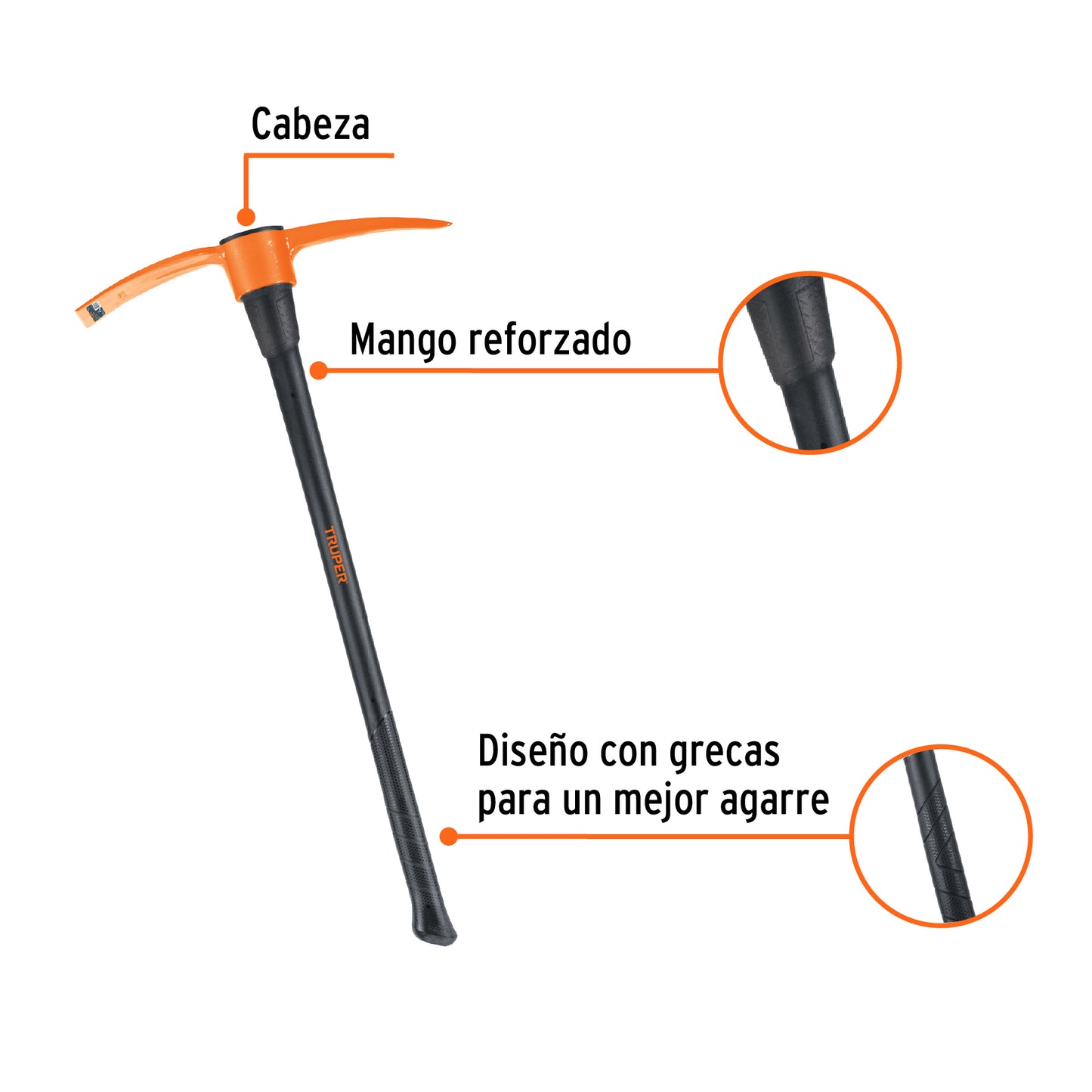 Talacho-PICO (Piocha) de 4 LB con mango de fibra de vidrio de 36'', TRUPER