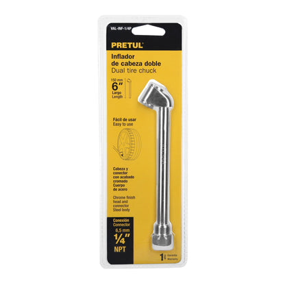 Valvula inflador de doble cabeza, Cuerda 1/4 NPT, PRETUL