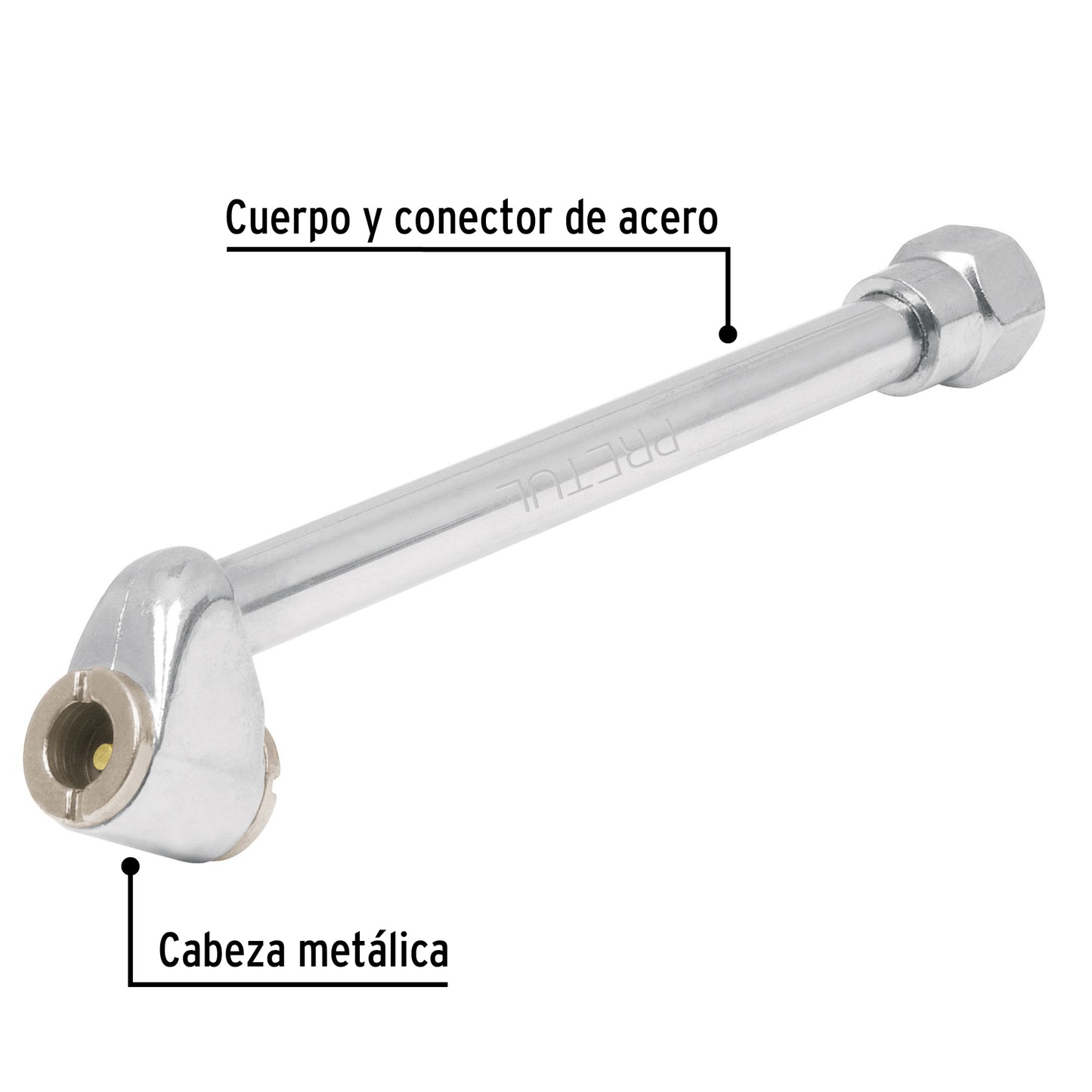 Valvula inflador de doble cabeza, Cuerda 1/4 NPT, PRETUL