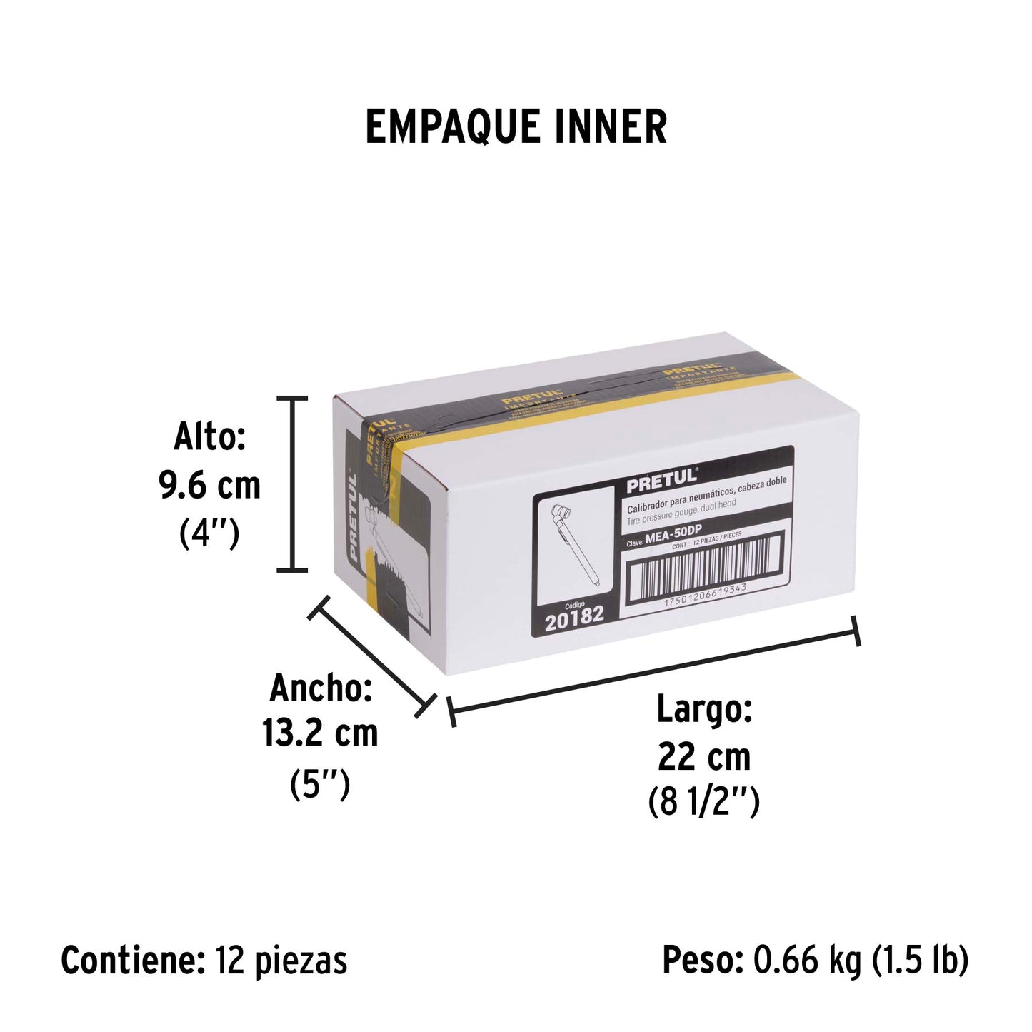Calibrador de presión 50 psi, cabeza doble, PRETUL