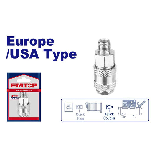 Acople rapido para compresor de aire, rosca macho de 1/4 EMTOP