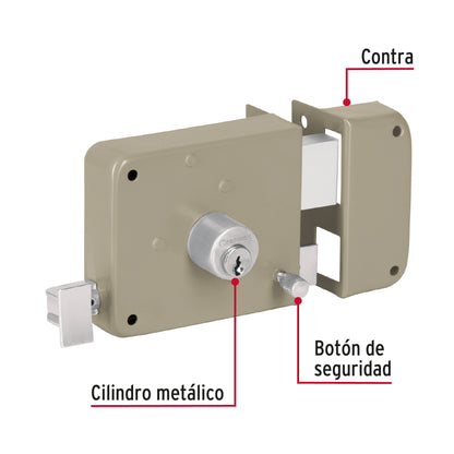 Cerradura sobreponer derecha instala-fácil, caja, HERMEX BASIC