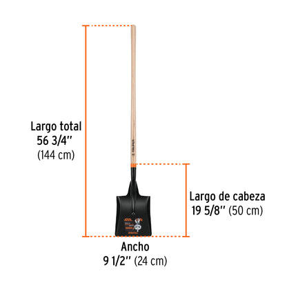 Pala T-2000, cuadrada, mango largo, Salv, TRUPER