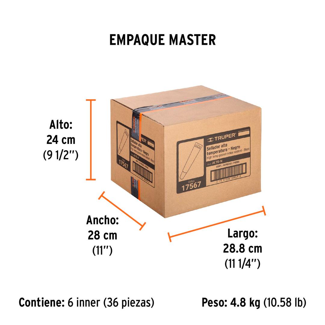 Sellador silicon negro alta temperatura 85g Truper