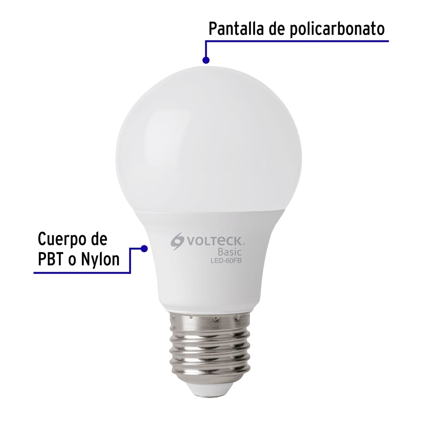 Lámpara Led Tipo Bulbo A19 8 W Luz De Día, Caja, Volteck