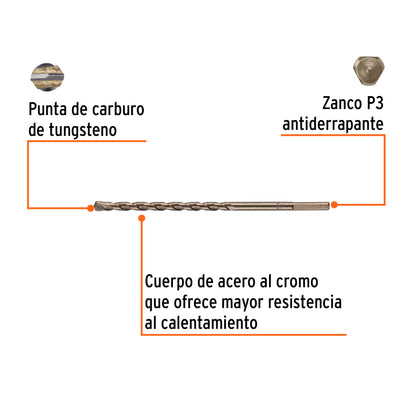 Broca para concreto de 1/4 x 6", TRUPER