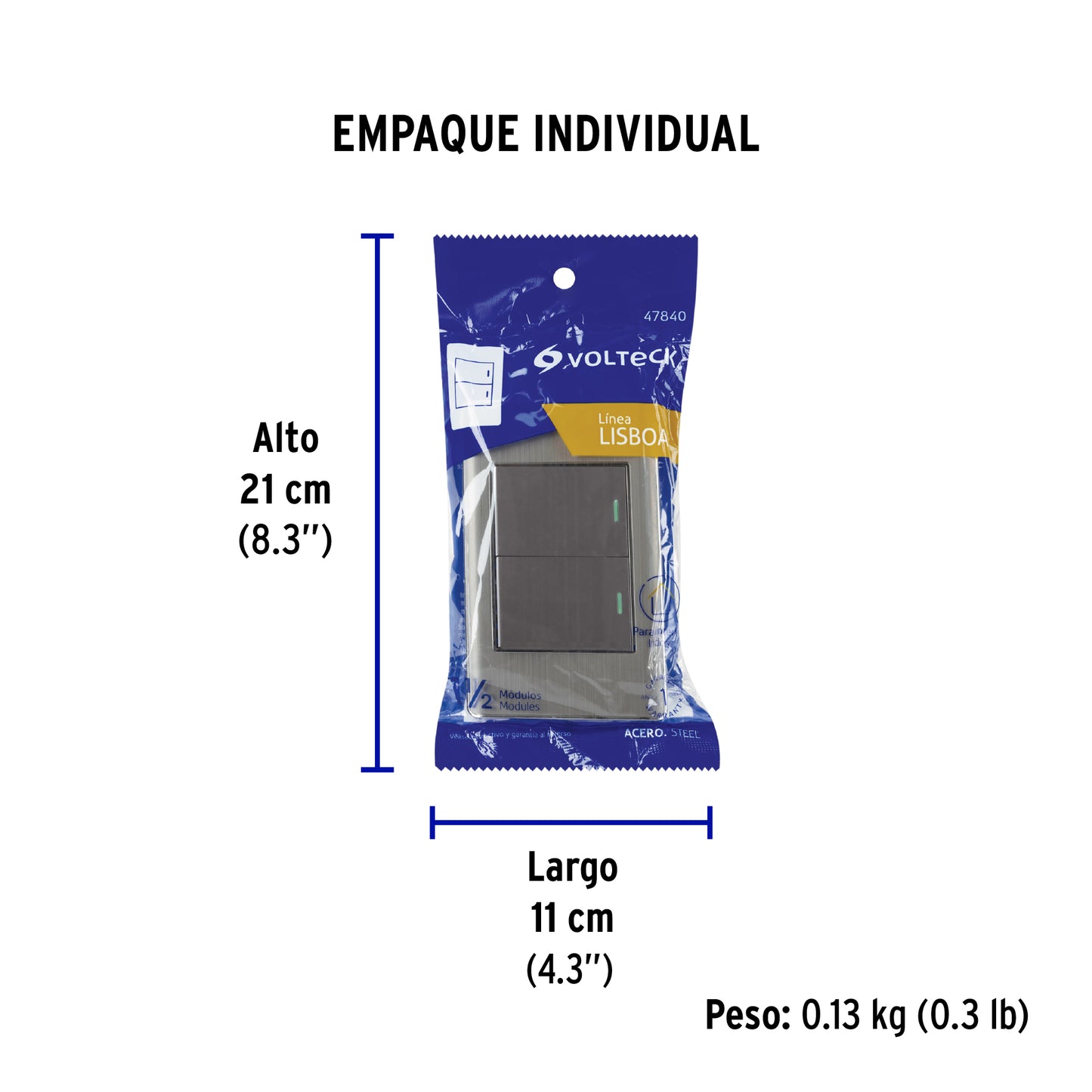 Placa armada acero inox 2 interruptores 1.5 módulos, Lisboa