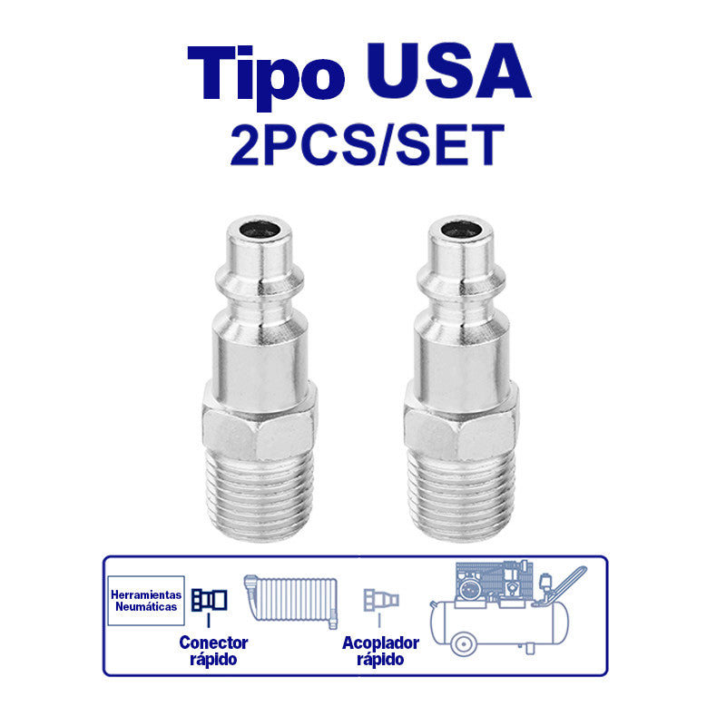 Juego de 2 conectores macho rosca NPT 1/4 para acople rapido EMTOP