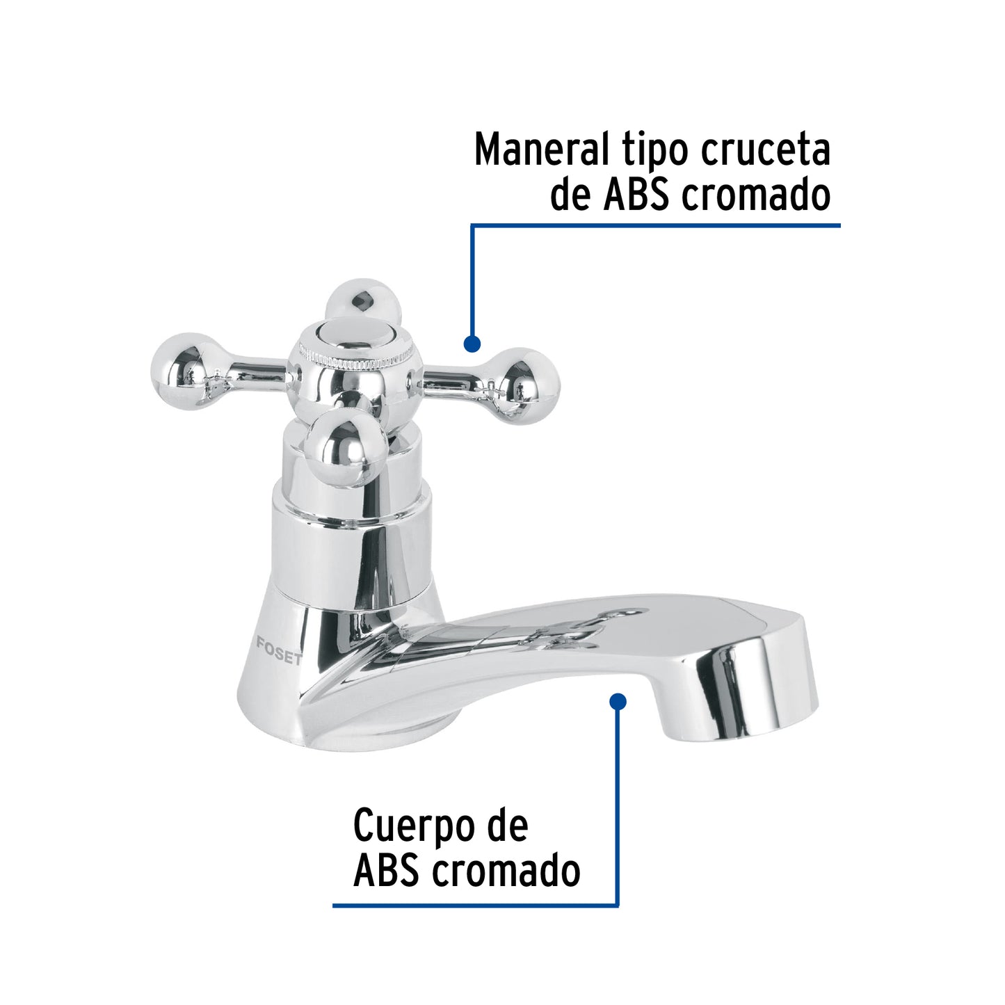 Llave individual lavabo, ABS, cruceta, BASIC, FOSET