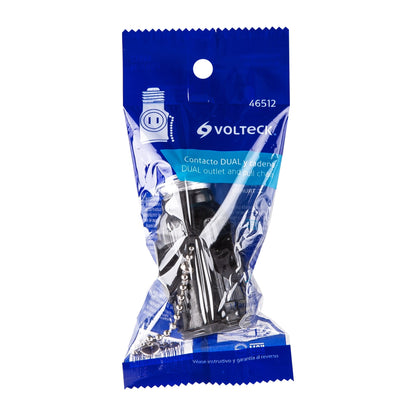 Portalámpara de baquelita, cadena y doble contacto, VOLTECK