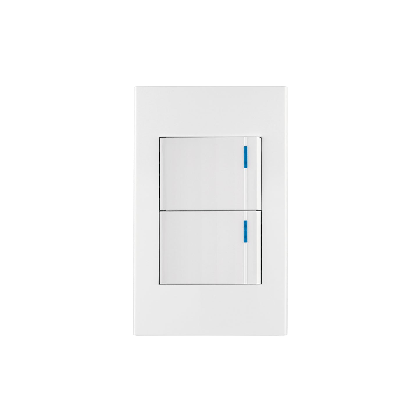 Placa Armada 2 interruptores 1 de 3 vías, 1.5 Módulos, Española blanco