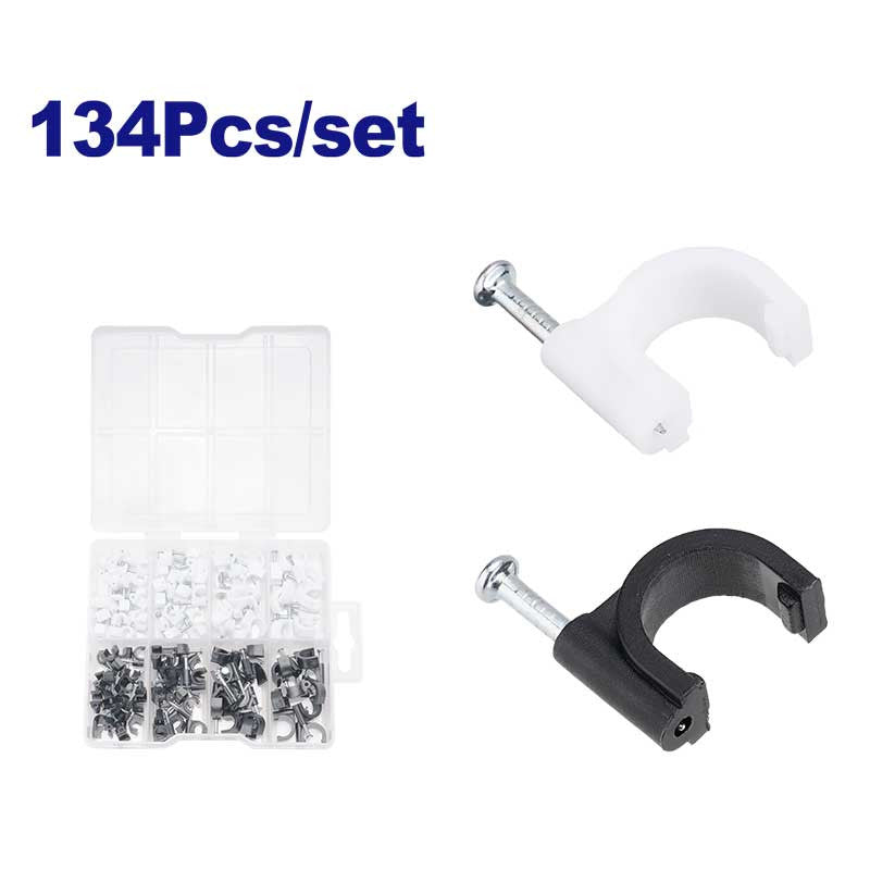 Blister con 134 grapas para sujecion de cable, de 5, 6, 8 Y 10 milimetros EMTOP