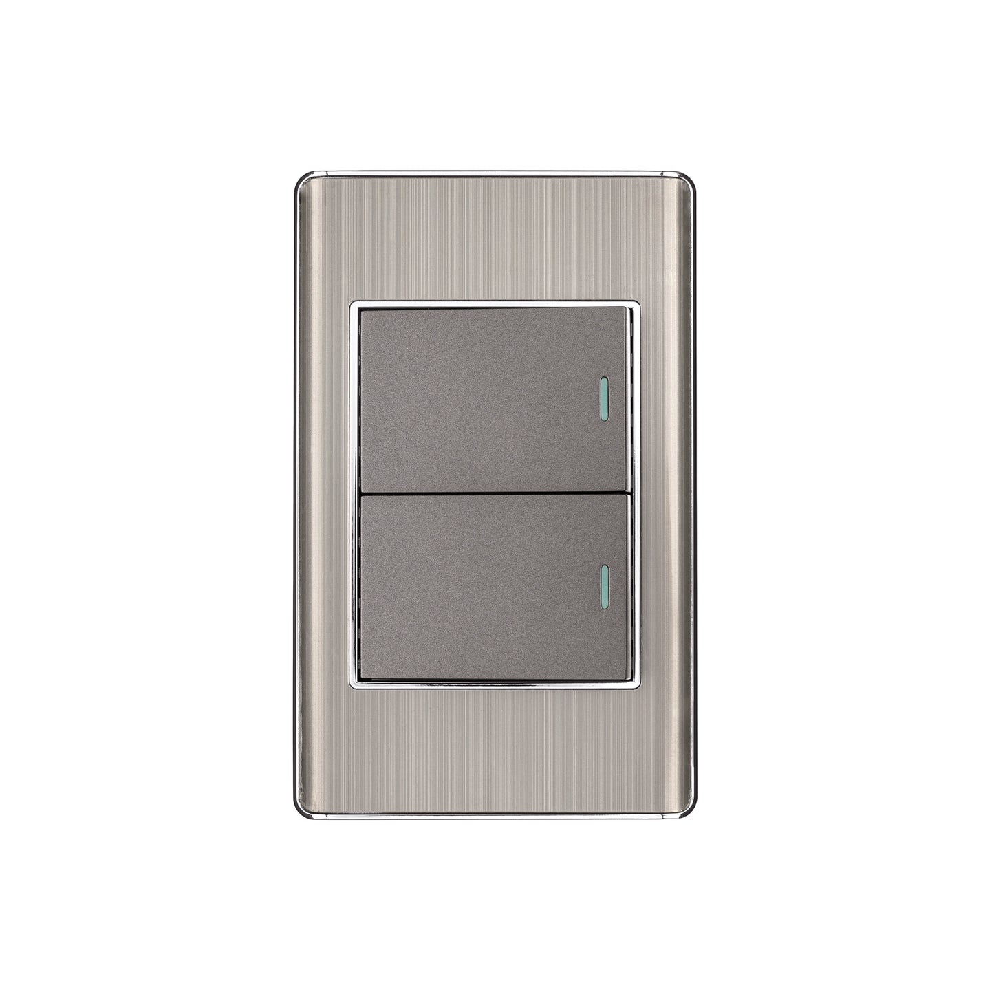 Placa armada acero inox 2 interruptores 1.5 módulos, Lisboa