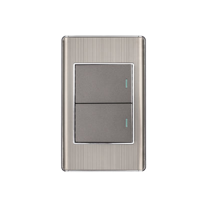 Placa armada acero inox 2 interruptores 1.5 módulos, Lisboa