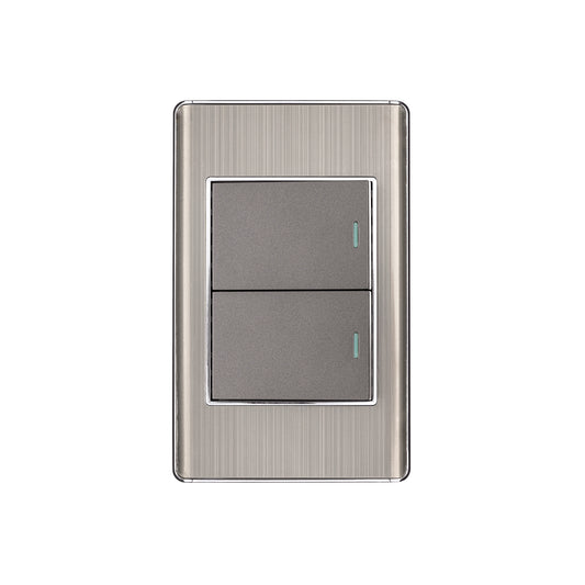 Placa armada acero inox 2 interruptores 1.5 módulos, Lisboa